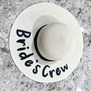 Bride’s Crew Cream Off White Bridesmaids Straw Sun Hat Floppy Beach Wedding